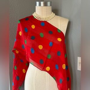 Vibrant Red Polka Dot Scarf